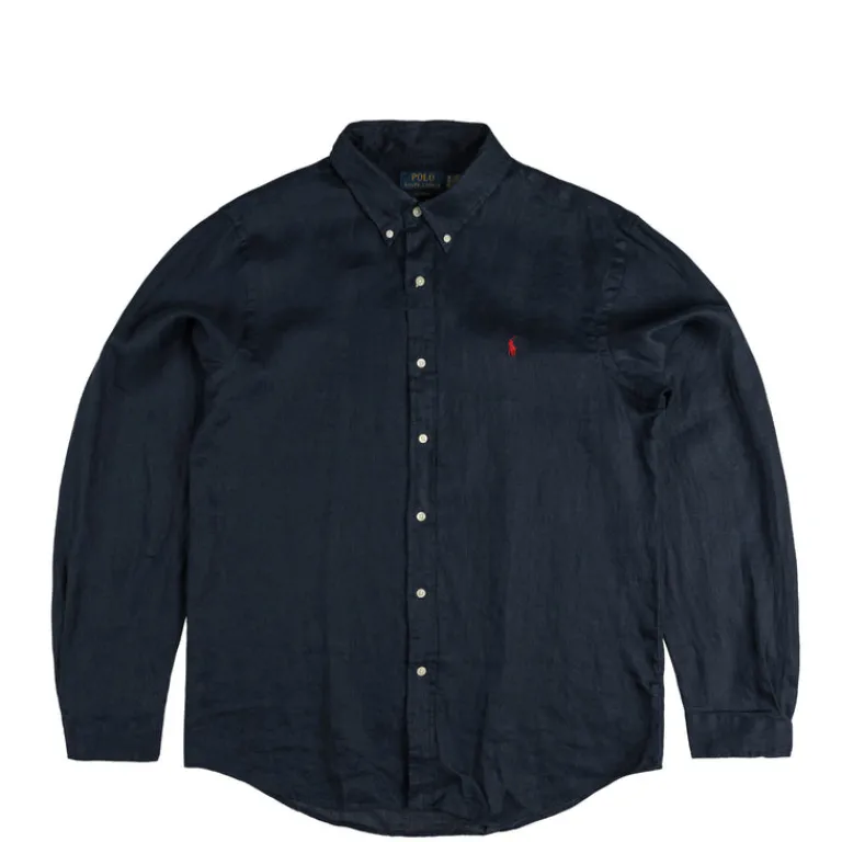 Polo Ralph Lauren Chemises*Custom Fit Linen Shirt Newport Navy