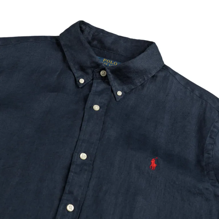 Polo Ralph Lauren Chemises*Custom Fit Linen Shirt Newport Navy