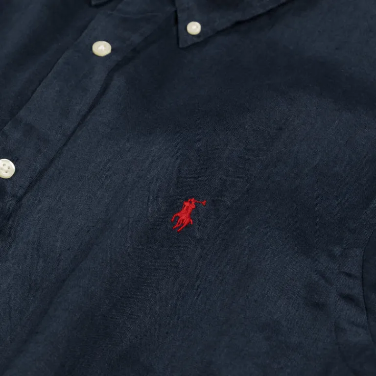 Polo Ralph Lauren Chemises*Custom Fit Linen Shirt Newport Navy