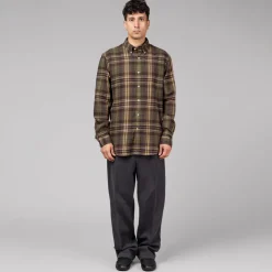 Polo Ralph Lauren Chemises*Custom Fit Plaid Brushed Flannel Shirt Olive / Brown Multi