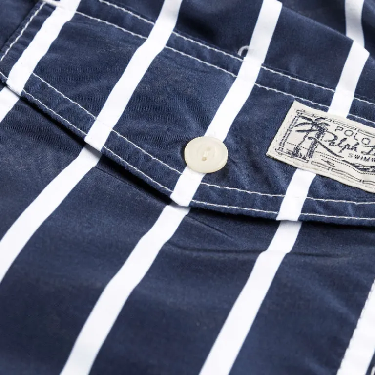 Polo Ralph Lauren Shorts*Traveler Slim Fit Swimming Trunk Blue Vertical Wide Stripe)