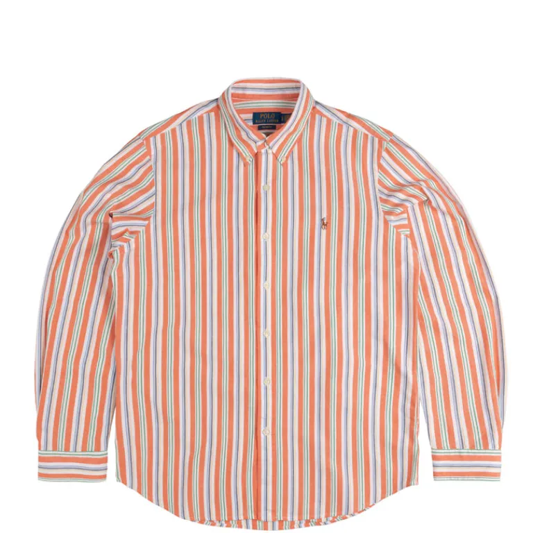 Polo Ralph Lauren Chemises*Custom Fit Striped Oxford Shirt Orange / White Multi