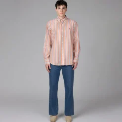 Polo Ralph Lauren Chemises*Custom Fit Striped Oxford Shirt Orange / White Multi