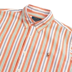 Polo Ralph Lauren Chemises*Custom Fit Striped Oxford Shirt Orange / White Multi
