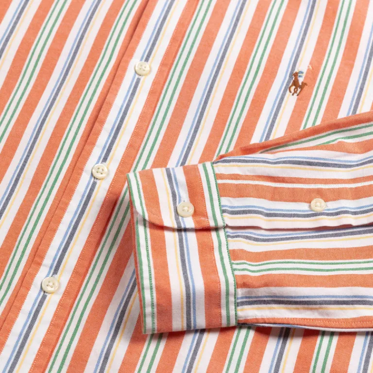 Polo Ralph Lauren Chemises*Custom Fit Striped Oxford Shirt Orange / White Multi