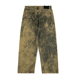 Rassvet Pantalons*Acid Wash Baggy Denim Pants Green