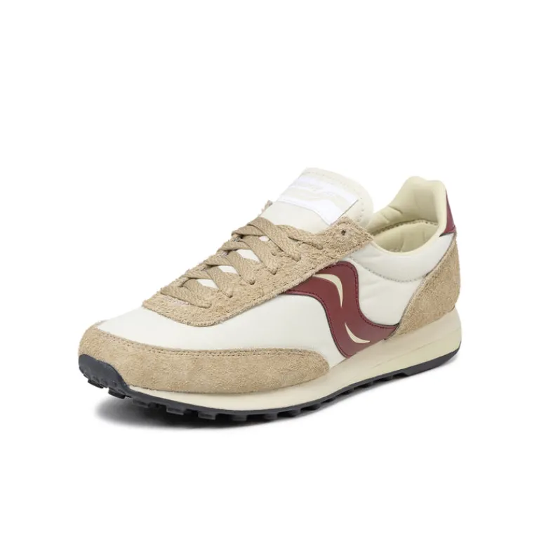 Saucony Sneakers En Cuir|Chaussures De Running Retro*Trainer 80 Beige / Burgundy