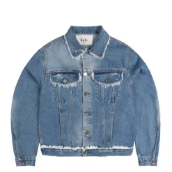 Sefr Gilets*Alvarez Denim Jacket Frayed Mid Blue