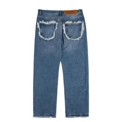 Sefr Pantalons*Frayed Cut Jeans Dark River Blue