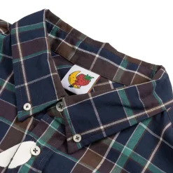 Sky High Farm Universe Chemises*Hybrid Button Down Shirt Woven Knit Blue