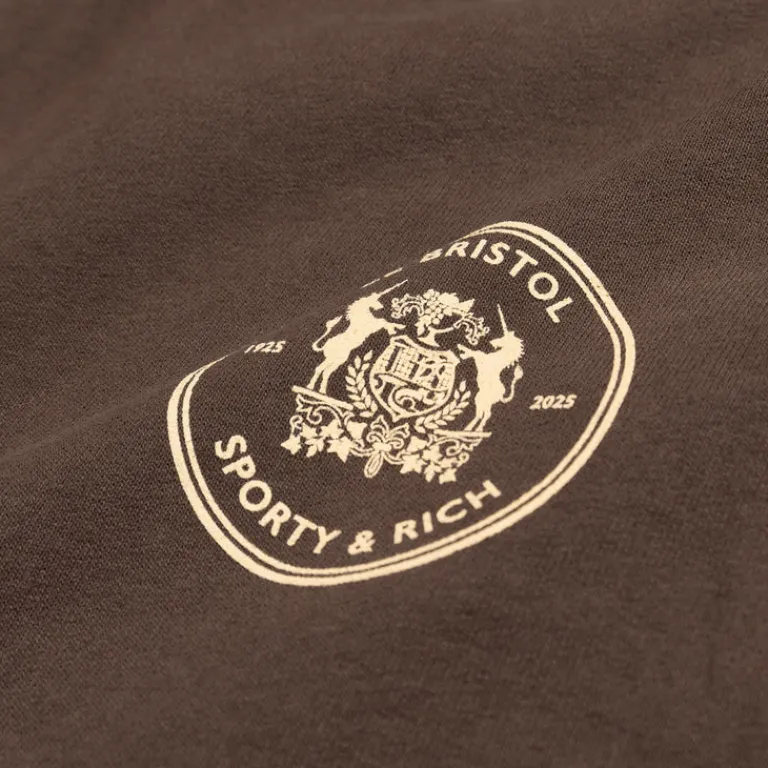 Sporty & Rich Survêtements*Bristol Crest 100th Sweatpant Chocolate Cream