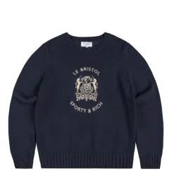 Sporty & Rich Tricot*Bristol Crest Knitted Sweater Navy Cream