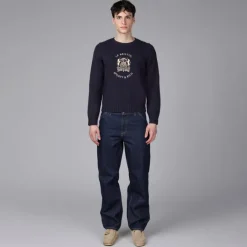 Sporty & Rich Tricot*Bristol Crest Knitted Sweater Navy Cream