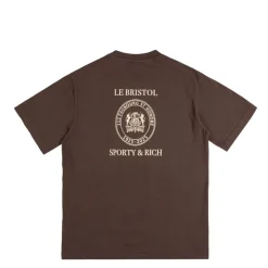 Sporty & Rich T-Shirts*Crest Seal 100th T Shirt Chocolate Cream