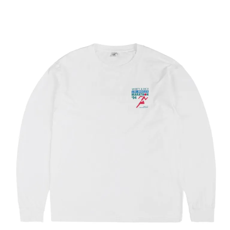 Sporty & Rich T-Shirts*LA Marathon Longsleeve Tee White