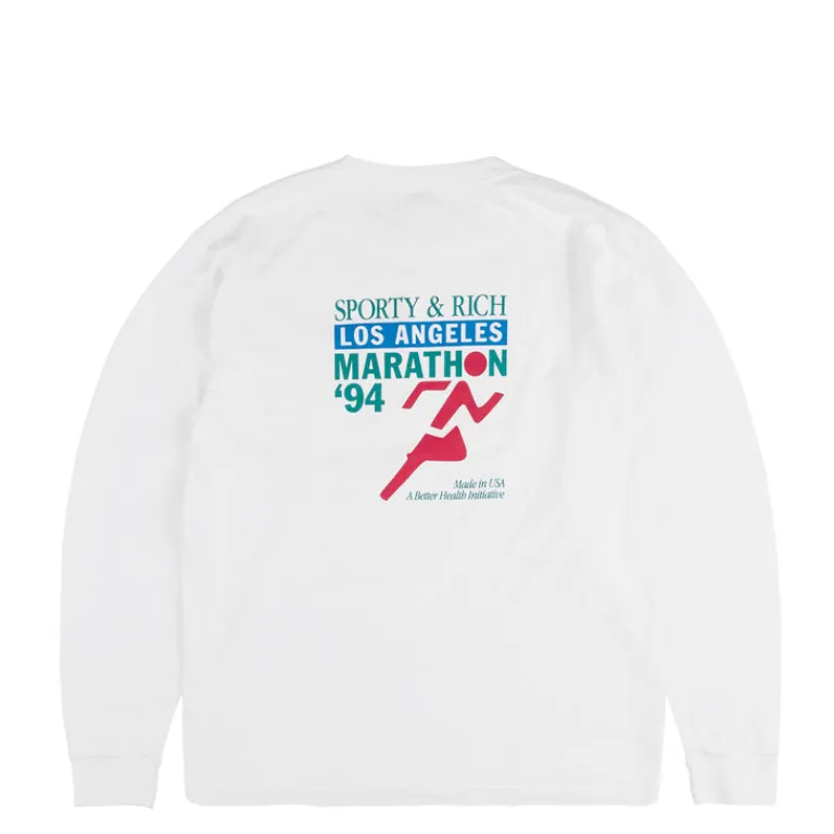 Sporty & Rich T-Shirts*LA Marathon Longsleeve Tee White