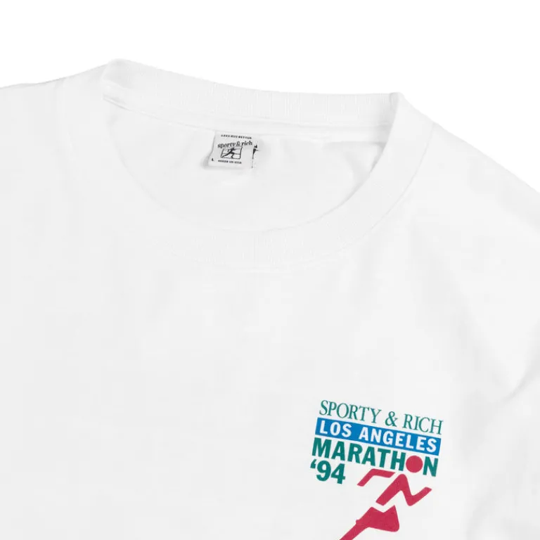 Sporty & Rich T-Shirts*LA Marathon Longsleeve Tee White