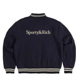 Sporty & Rich Gilets*x  '47 & The New York Yankees Serif Varsity Jacket Navy