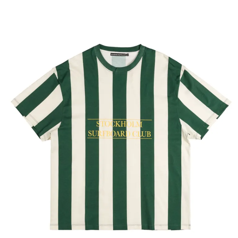 Stockholm Surfboard Club T-Shirts*Box Tee Stripe Green / White