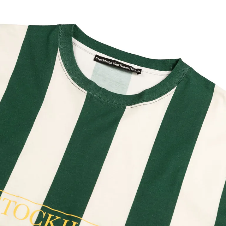 Stockholm Surfboard Club T-Shirts*Box Tee Stripe Green / White