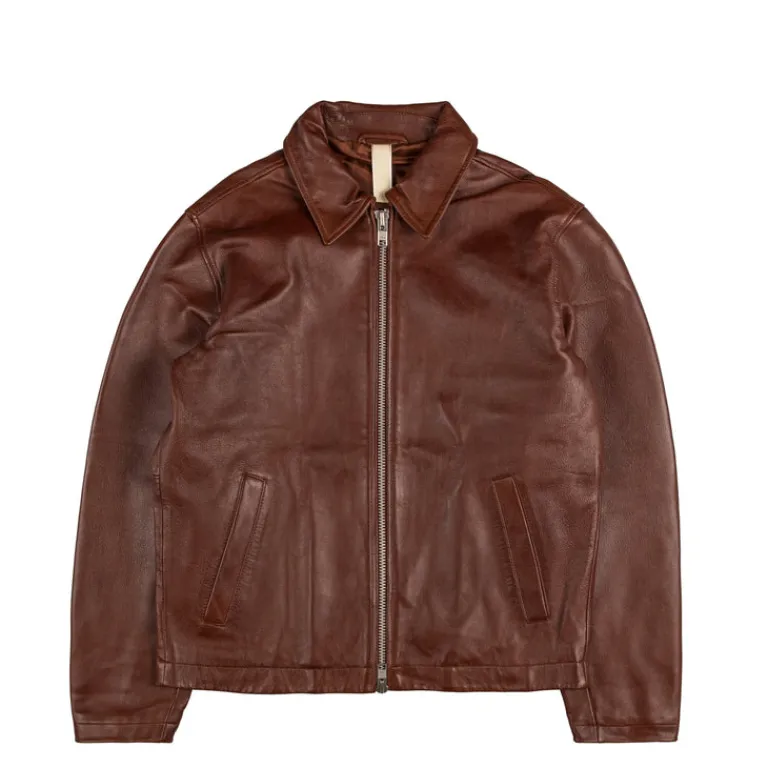 Sunflower Gilets*Short Leather Jacket Cognac