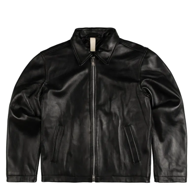 Sunflower Gilets*Short Leather Jacket Black Shine
