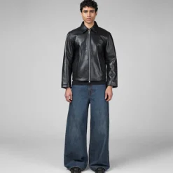 Sunflower Gilets*Short Leather Jacket Black Shine