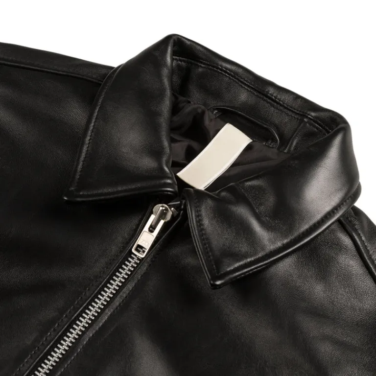 Sunflower Gilets*Short Leather Jacket Black Shine