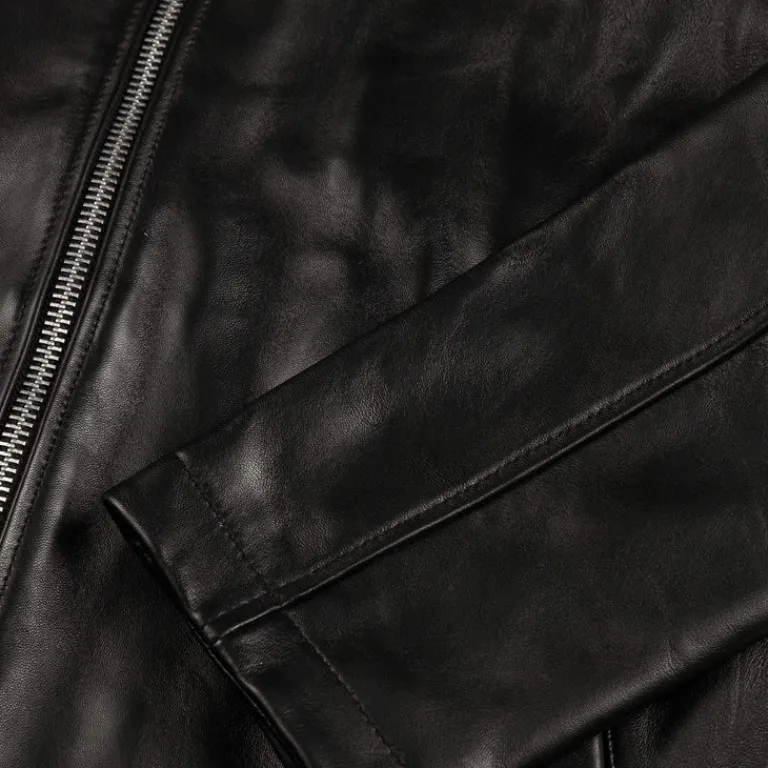 Sunflower Gilets*Short Leather Jacket Black Shine