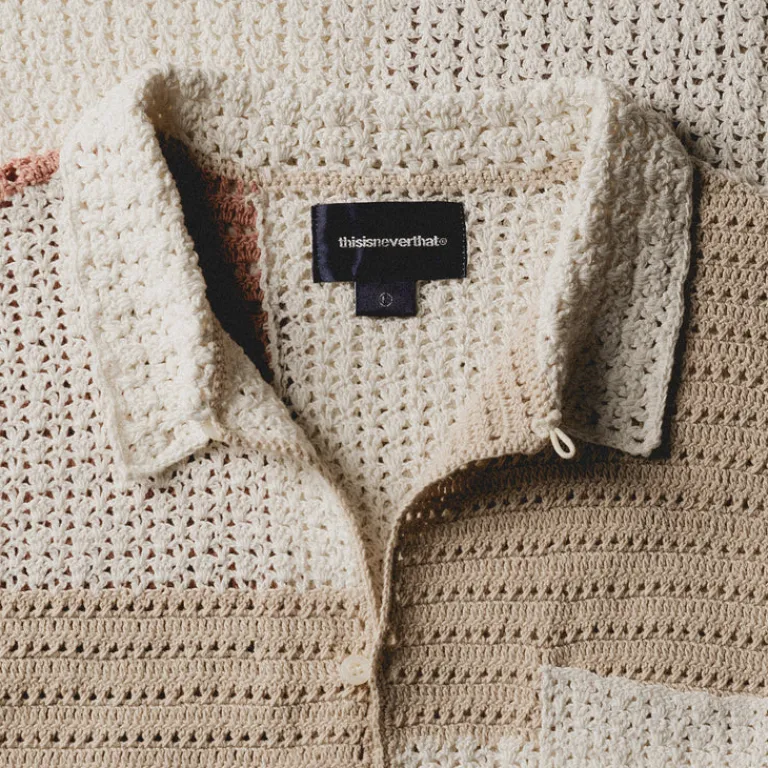 thisisneverthat Chemises*Block Crochet Knit Shirt Ivory